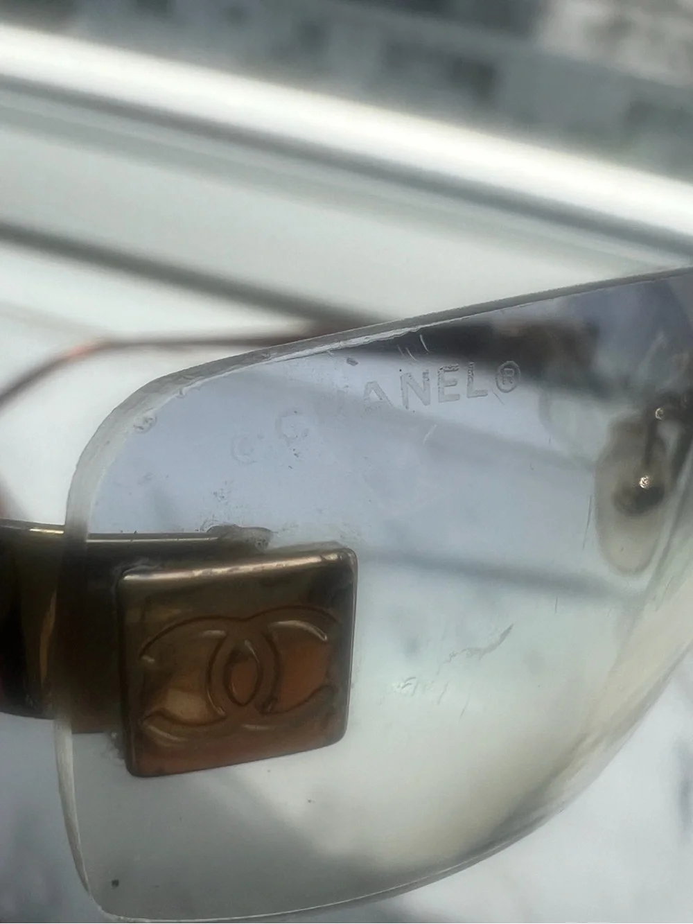 Vintage CHANEL 4018 Rimless CC Sunglasses Gold Brown Y2K